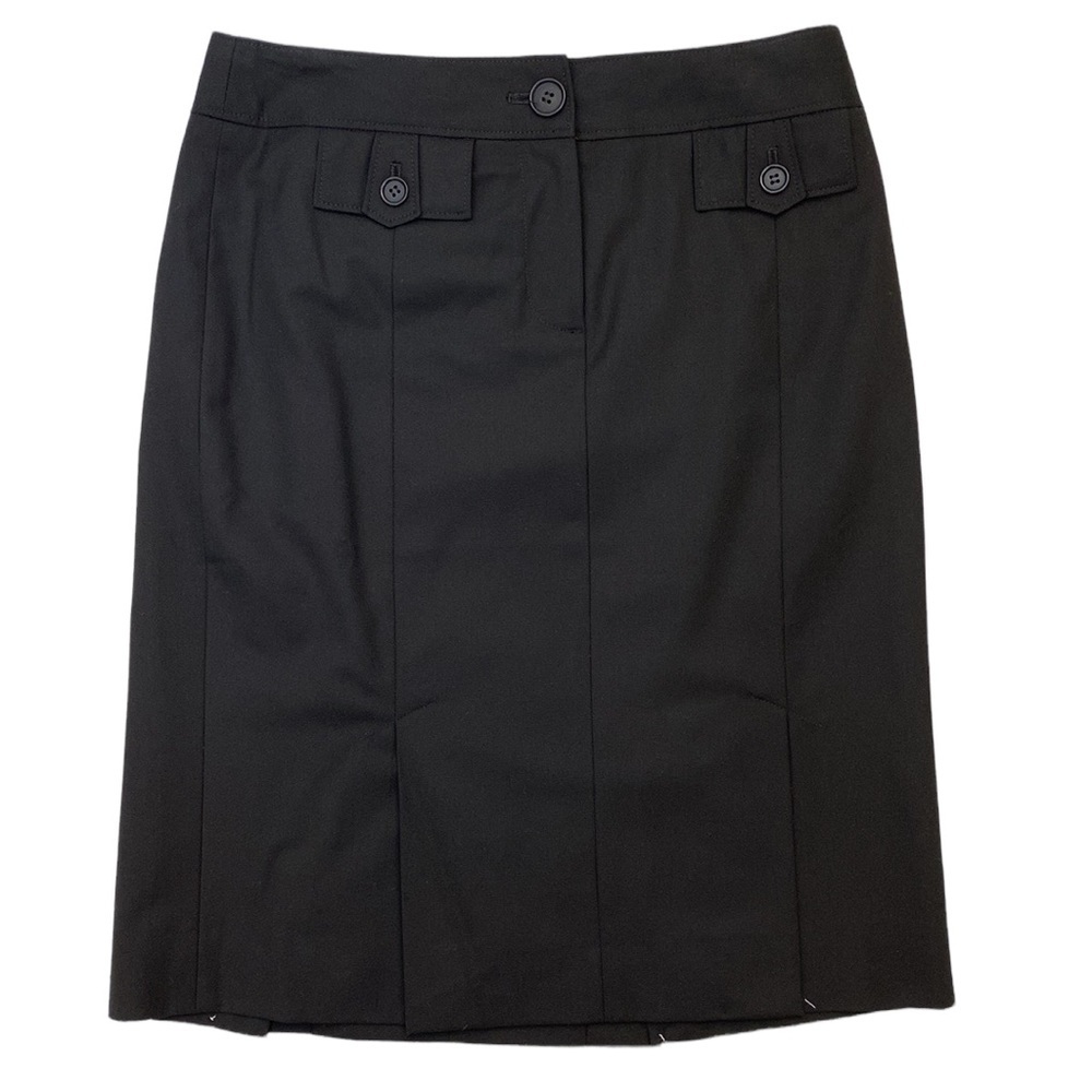 Ann Taylor LOFT Petites Black Pencil Skirt Button Detail Size 0P - Picture 2 of 7